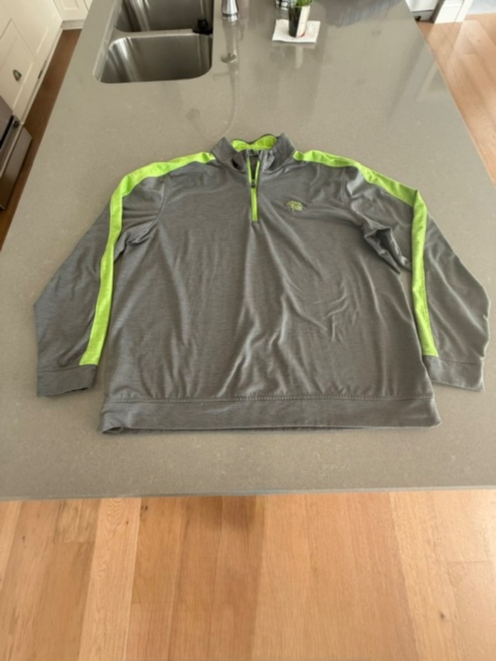 Torrey Pines Men's XL Puma Golf Gray & Green Logo 1/4  Zip Tech Pullover EUC